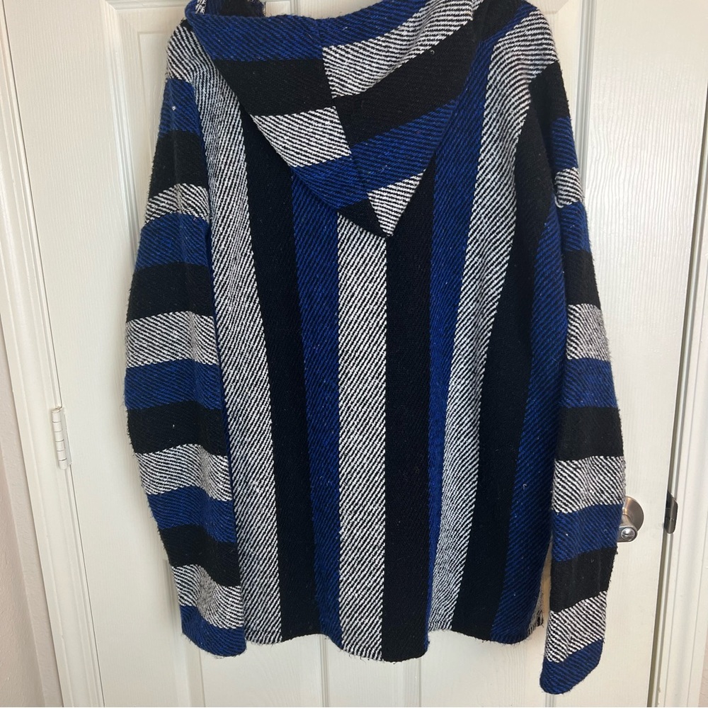 Striped Hooded Rug Poncho - Picture 11 of 17